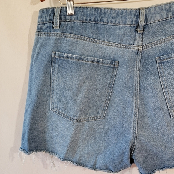 NO Boundaries Y2K Stary Denim Short Size 21 Raw Hem Pocket Casual Festival - Picture 8 of 11